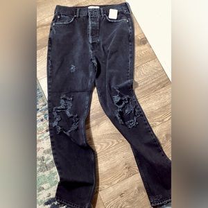 Free People Tinsley black baggie jeans distressed